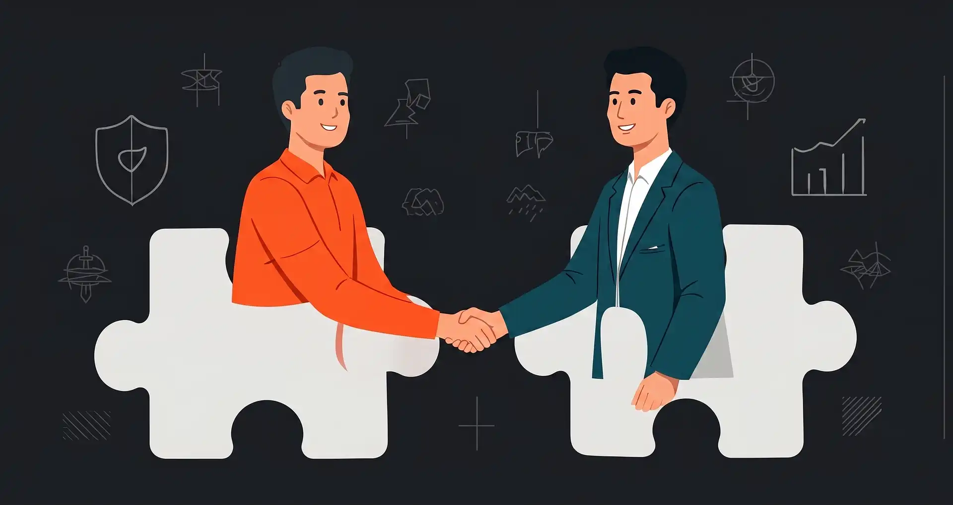 Advertisers and publishers shaking hands in partnership
