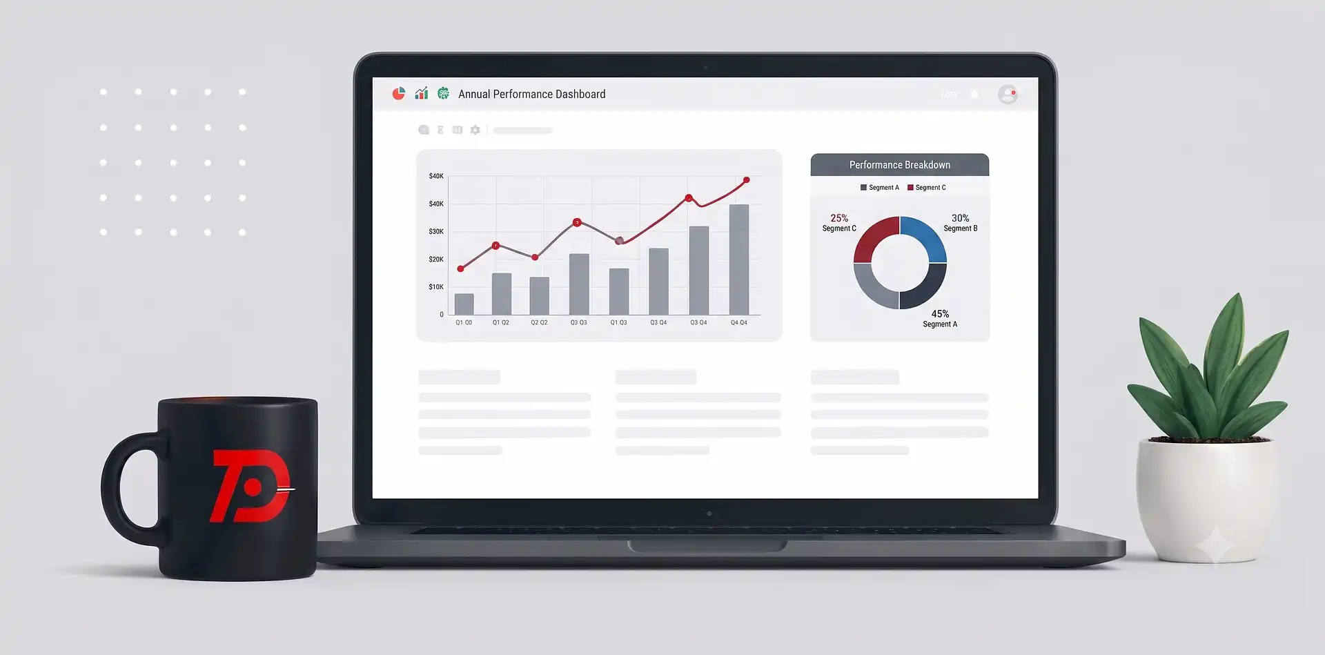 Laptop displaying an AdByteHub analytics dashboard with performance charts
